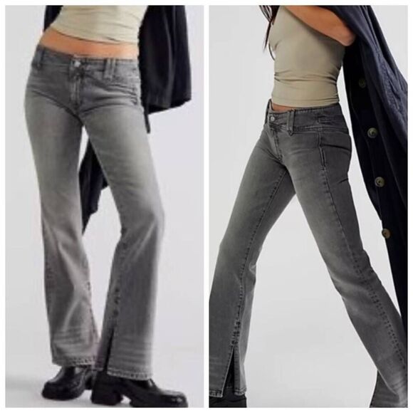 Free People Stillwater Low Rise Slim Flare Jeans Gray Size 30 - Picture 2 of 12